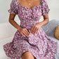 Floral Sweetheart Neck Flounce Sleeve Mini Dress