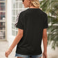 Pocketed Leopard Round Neck Short Sleeve T-Shirt