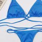 BOLDONE Halter Neck Crisscross Ribbed Bikini Set