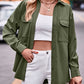 Pocketed Button Up Dropped Shoulder Shacket