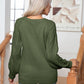 Cable-Knit Round Neck Buttoned Sweater