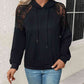 Lace Detail Drawstring Long Sleeve Hoodie
