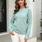 Malibu Dreams Hannah&Mea Round Neck Ribbed Long Sleeve Sweater