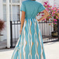 Smocked High-Low Printed Surplice Dress