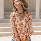 Full Size Floral V-Neck Spliced Lace Blouse