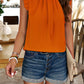 Frill Ruched Mock Neck Sleeveless Blouse