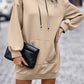 Textured Drawstring Tunic Hoodie