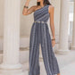 Printed Single Shoulder Sleeveless Jumpsuit