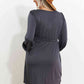 Full Size Scoop Neck Empire Waist Long Sleeve Mini Dress