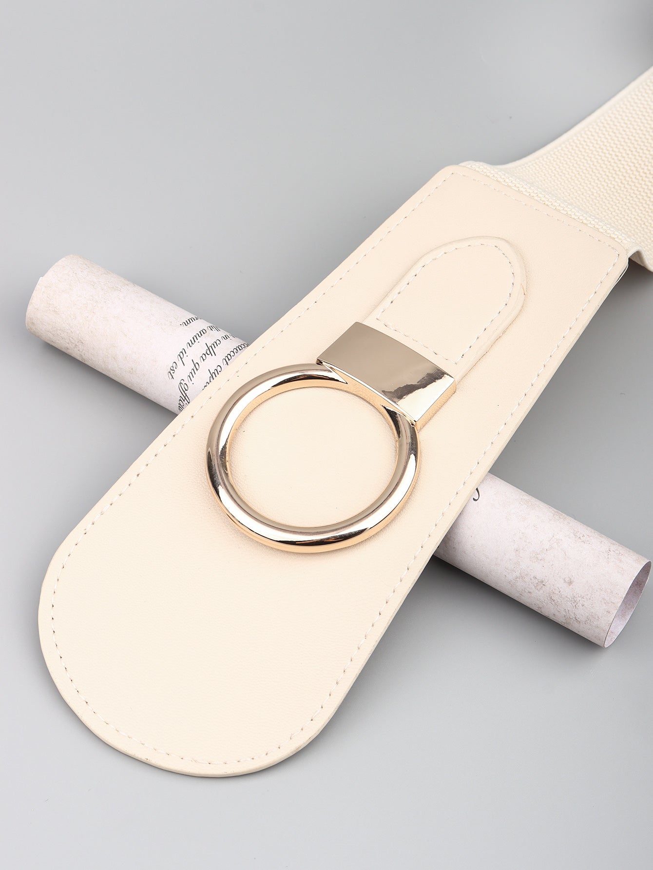 Women's PU Elastic Wide Belt with Alloy Buckle