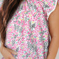 Floral Mock Neck Short Sleeve Blouse
