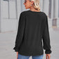 Full Size Eyelet V-Neck Flounce Sleeve Blouse