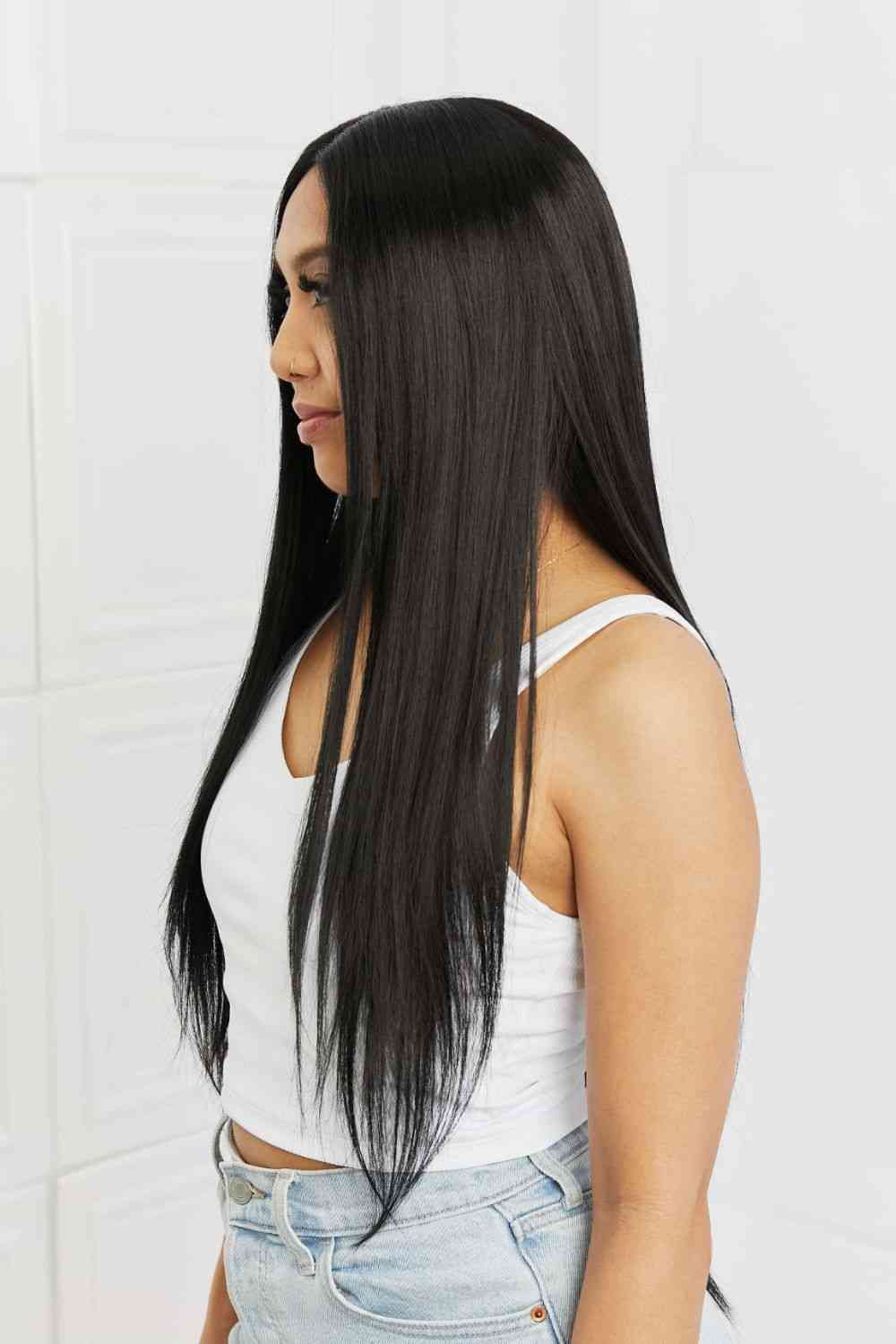 EMMOR 13*2" Long Lace Front Straight Synthetic Black Wigs 26" Long 150% Density (Cap Included)