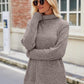 Laken Jay Ribbed Turtleneck Long Sleeve Slit Knit Top