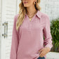 Full Size Swiss Dot Johnny Collar Blouse