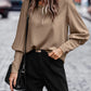 Full Size Round Neck Lantern Sleeve Blouse