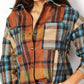 Double Take Full Size Plaid Curved Hem Shirt Jacket with Breast Pockets