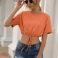Drawstring Round Neck Short Sleeve T-Shirt