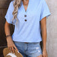 Notched Buttoned Short Sleeve T-Shirt