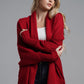 One Size Dolman Sleeve Open Front Ribbed Trim Longline Cardigan