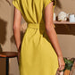 Tied Notched Short Sleeve Dress