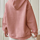 Full Size Textured Drawstring Drop Shoulder Hoodie
