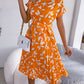 Aaliyah Isla Printed Round Neck Short Sleeve Pleated Dress
