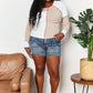 Double Take Khaki Color Block Exposed Seam Top