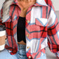 Women's Plaid Collared Neck Drop Shoulder Jacket