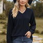 Textured V-Neck Dropped Shoulder T-Shirt