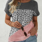 Leopard Round Neck Short Sleeve T-Shirt