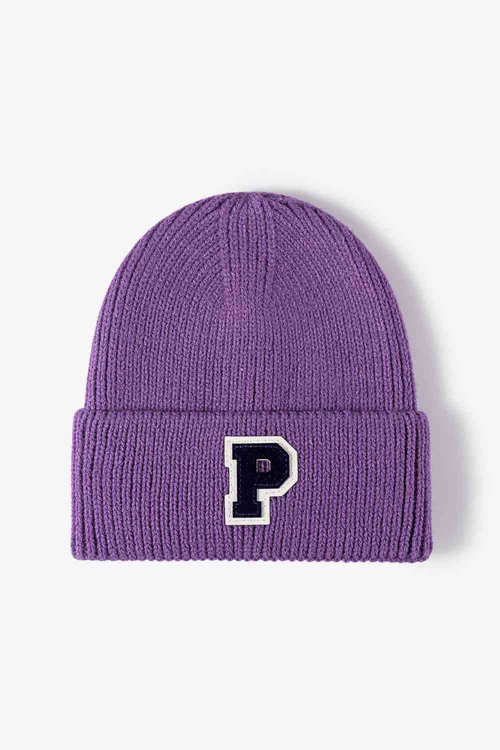 EZBeanie Letter Patch Cuffed Knit Hat Beanie