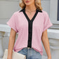 Eyelet Johnny Collar Short Sleeve T-Shirt