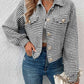 Houndstooth Collared Neck Button Up Jacket