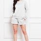 Comfy n' Cozy Round Neck Long Sleeve Sweatshirt and Drawstring Shorts Set
