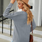 Full Size Decorative Button V-Neck Long Sleeve T-Shirt