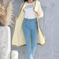 Button Up Contrast Trim Hooded Cardigan
