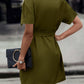 Full Size Tie Waist Collared Dress