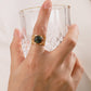 18k Women's Gold Plated Malachite Leaf Ring