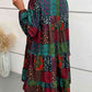 Patchwork Round Neck Long Sleeve Dress