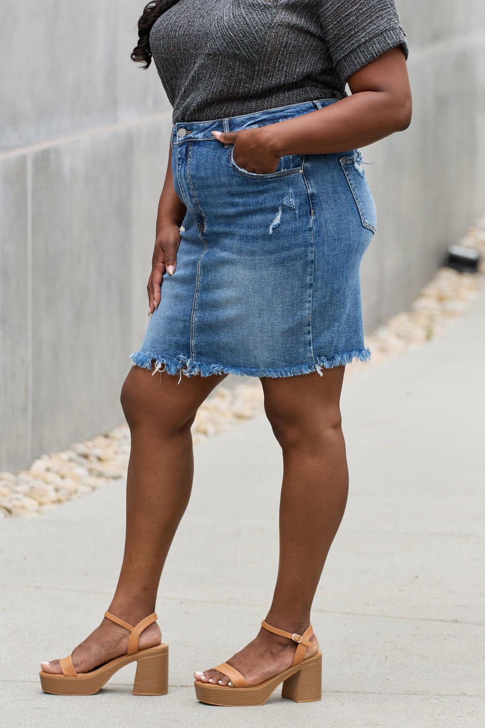 RISEN Amelia Full Size Denim Mini Skirt *