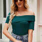 Asymmetrical Neck Rib-Knit Top