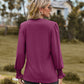 Full Size Notched Neck Flounce Sleeve Blouse