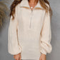 Collared Neck Zip-Up Knit Top