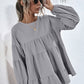 Round Neck Dropped Shoulder Tiered Blouse