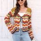Striped Openwork Tied Cardigan