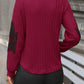 Ribbed Lace Detail V-Neck Sweater