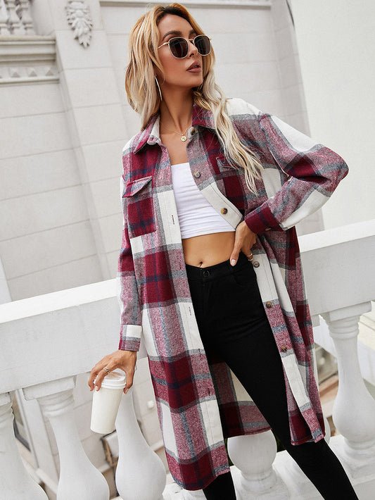 Outer Adventure Plaid Longline Shirt Jacket