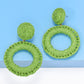 Round Shape Raffia Grass Dangle Earrings