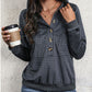 Printed Half Button Long Sleeve Hoodie